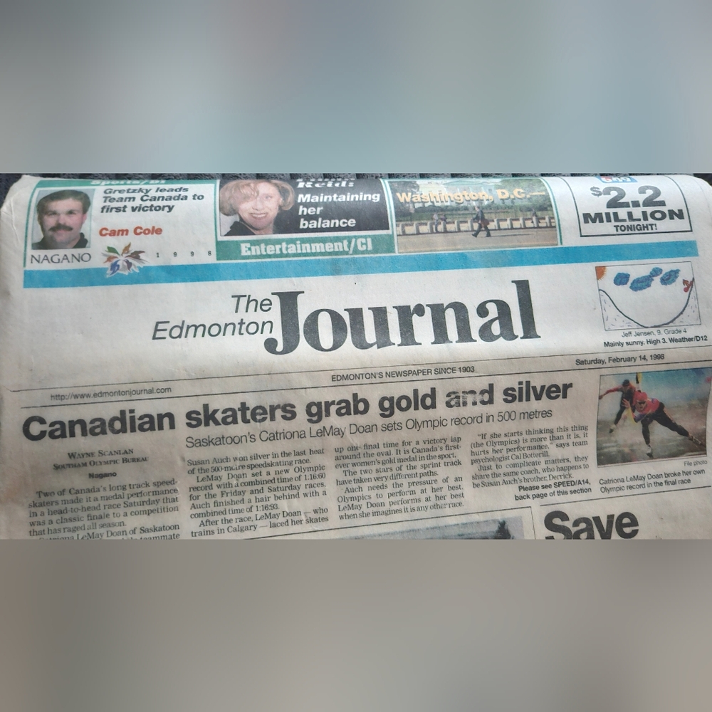 February 14 / 1998             Vintage Edmonton Journal Newspaper (Complete)
